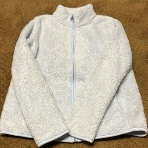 Fleece zip up ice blue color-EUC 2 front pockets, soft, even better in person